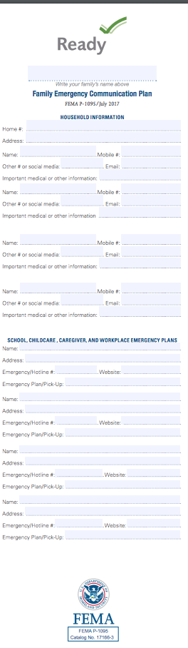 Family Communication Plan For Emergencies NC State Extension